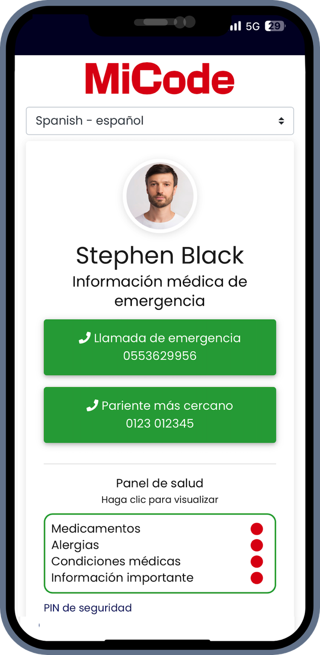 Spanish mobile phone screenshot